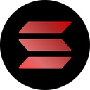 Red geometric symbol composed of three slanted bars on a black background.
