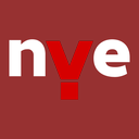 Letters n, y, and e displayed in a bold, flat graphic style against a deep red background.