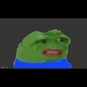 Pepe the frog with a strained, teeth-baring grimace on a dark background.