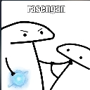 Stick figure holding a glowing blue energy ball while attacking another stick figure.