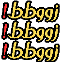 Text reading !bbggj in bold yellow letters with a black outline repeated in a grid pattern.