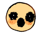 Round beige face with wide, dark, hollow eyes and an open, gaping mouth expressing extreme shock.