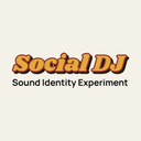 Text reading Social DJ in bold orange letters above the words Sound Identity Experiment on a light background.