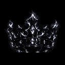 Four glowing, silver-toned crowns arranged in a horizontal row against a black background.