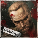 Soldier with a bloody forehead and a serious, intense expression.