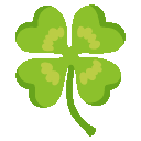 Four green four-leaf clovers arranged in a row.