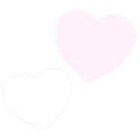 Two hearts, one white and one light pink, floating against a black background.