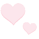 A horizontal row of alternating large and small light pink hearts against a solid black background.