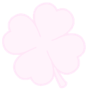 A four-leaf clover icon colored in soft pastel pink.