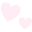 Two light pink pixelated hearts floating together.