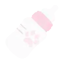 A small pink pixelated paw print on a white background.