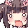 Anime girl with a maid headband looking shocked with wide, hollow eyes and vertical lines on her face.