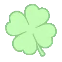 Four-leaf clover icon in a light green color.