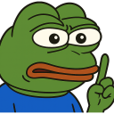 A cartoon green frog with a smug expression holds up one finger as if about to speak or correct someone.