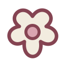 Flower with five rounded petals and a circular center in a flat, minimalist style.