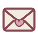 Envelope with a pink heart seal in a cute pixel art style.
