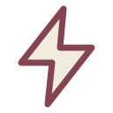 Lightning bolt symbol with a cream-colored center and a muted pink outline.