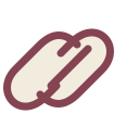 Two overlapping pill-shaped capsules outlined in maroon with a cream fill.