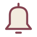 Bell icon in a flat, minimalist style with a cream center and dark brown outline.