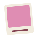 Pink square frame with a white border and a small brown line at the bottom.