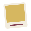 Polaroid frame with a gold center and a brown accent line at the bottom.