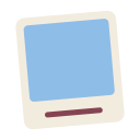 A blue rectangle inside a cream-colored frame with a small brown bar at the bottom.