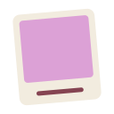 A purple square centered inside a cream-colored frame with a small horizontal bar at the bottom.