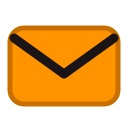 Envelope icon with an orange background and black outline.