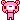 A small pink pixelated bear stands still before red hearts appear around it.