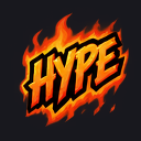 The word HYPE written in bold yellow and orange letters surrounded by stylized orange flames.