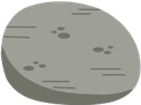 A flat-style gray rock with simple circular markings on its surface.