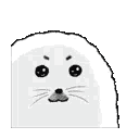 A white seal alternates between a calm face and a wide-mouthed screaming expression.