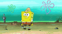 SpongeBob SquarePants performing a rhythmic dance sequence against an underwater background.