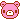 A pink pixel bear face next to a pink pixel bear face with blood dripping from its mouth.