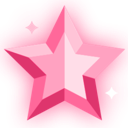 A pink star with a soft glowing aura and small sparkles surrounding it.