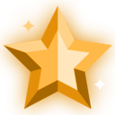 A three-dimensional golden star with small white sparkles on a yellow background.