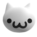 Cat face with a simple, wobbly mouth and round eyes.