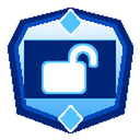 A blue shield icon with a white open padlock symbol centered inside.