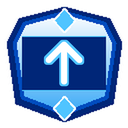 A blue shield-shaped badge containing a white upward-pointing arrow.