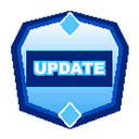 A blue shield-shaped badge with the word UPDATE written in white text.