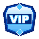 Shield badge with the text VIP in a blue color scheme.