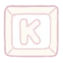 Letter K in a soft pink rounded square button.