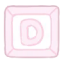 A square pastel pink keyboard key with the letter D centered on it.