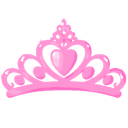 A small pink pixelated tiara with a heart-shaped center.