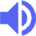 A blue stylized speaker icon with a black outline.