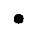 A four-part pixel animation showing a black circle evolving into a complex, glowing star shape.