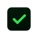 Green checkmark icon centered inside a dark rounded square.