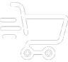 Shopping cart icon with motion lines indicating high speed.