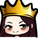 Girl with brown hair wearing a golden crown and giving a smug smirk.