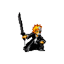 Warrior character performing a rapid sword swing followed by a large red and black energy blast.